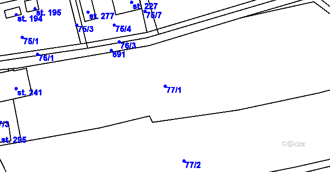 Parcela st. 77/1 v KÚ Jeníkov u Hlinska, Katastrální mapa