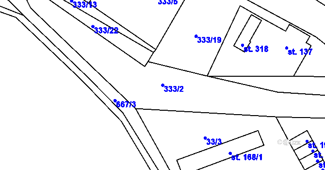 Parcela st. 333/2 v KÚ Jeníkov u Hlinska, Katastrální mapa