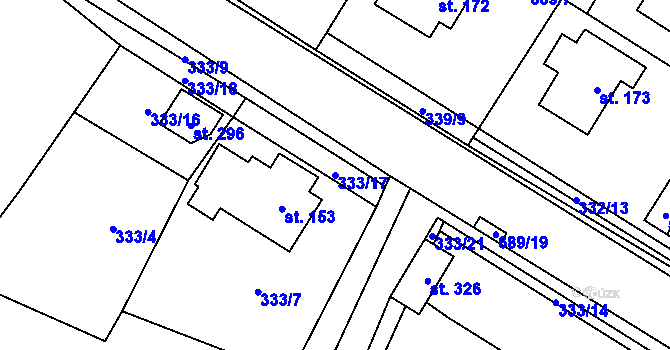 Parcela st. 333/17 v KÚ Jeníkov u Hlinska, Katastrální mapa