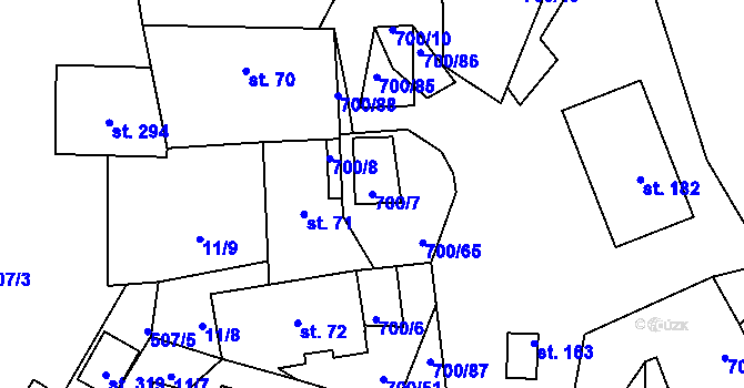 Parcela st. 700/7 v KÚ Jeníkov u Hlinska, Katastrální mapa