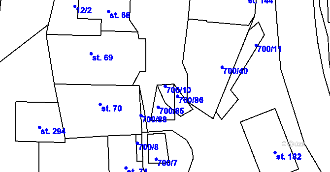 Parcela st. 700/10 v KÚ Jeníkov u Hlinska, Katastrální mapa