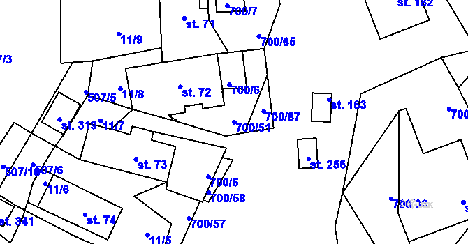Parcela st. 700/51 v KÚ Jeníkov u Hlinska, Katastrální mapa