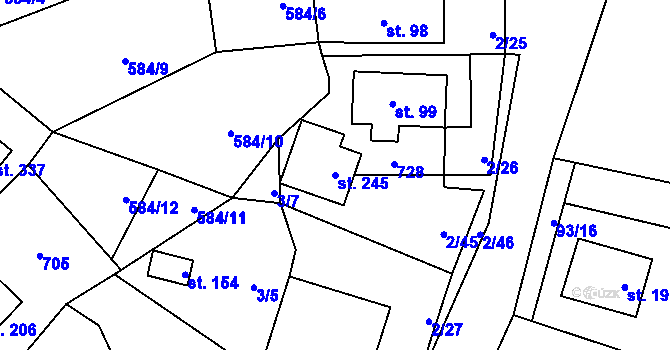 Parcela st. 245 v KÚ Jeníkov u Hlinska, Katastrální mapa