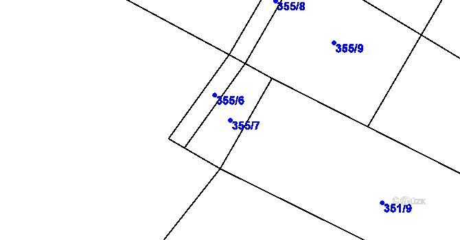 Parcela st. 355/7 v KÚ Jeníkov u Hlinska, Katastrální mapa