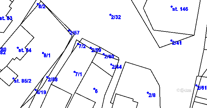 Parcela st. 2/60 v KÚ Jeníkov u Hlinska, Katastrální mapa