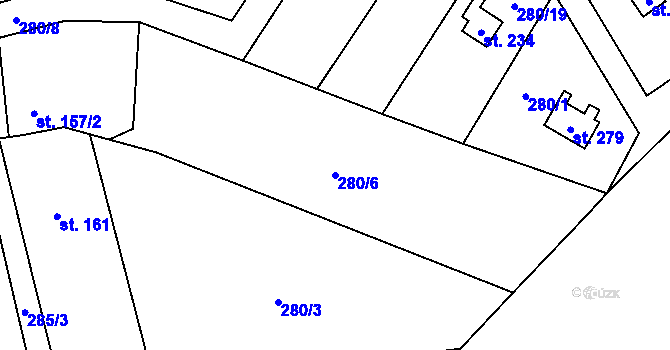 Parcela st. 280/6 v KÚ Jeníkovice u Hradce Králové, Katastrální mapa