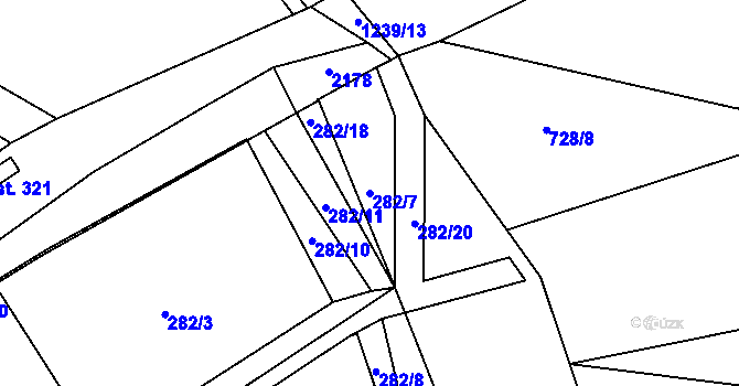 Parcela st. 282/7 v KÚ Jeníkovice u Hradce Králové, Katastrální mapa