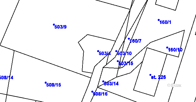 Parcela st. 503/4 v KÚ Jeníkovice u Hradce Králové, Katastrální mapa