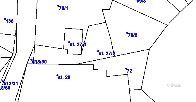Parcela st. 27/2 v KÚ Jeníkovice u Choltic, Katastrální mapa