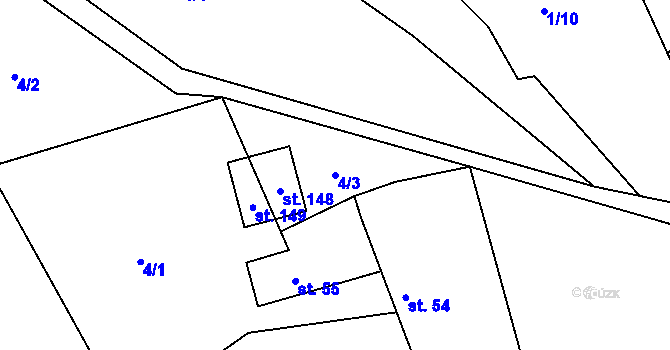 Parcela st. 4/3 v KÚ Jeníkovice u Choltic, Katastrální mapa
