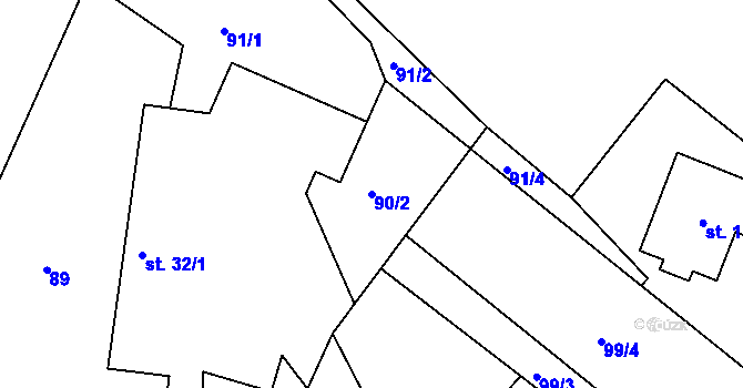 Parcela st. 90/2 v KÚ Jeníkovice u Choltic, Katastrální mapa