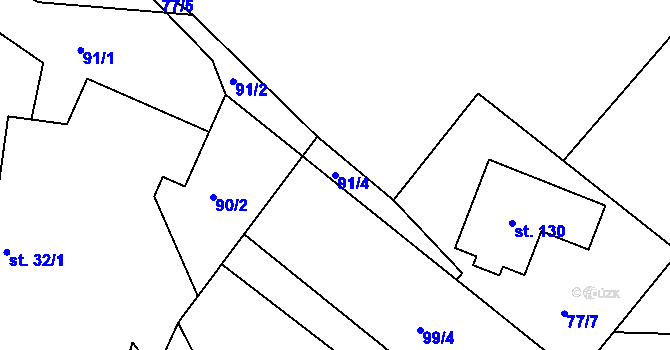 Parcela st. 91/4 v KÚ Jeníkovice u Choltic, Katastrální mapa