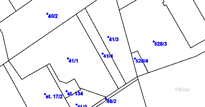 Parcela st. 41/4 v KÚ Jeníkovice u Choltic, Katastrální mapa
