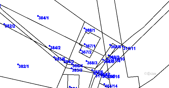Parcela st. 367/1 v KÚ Hory u Jenišova, Katastrální mapa