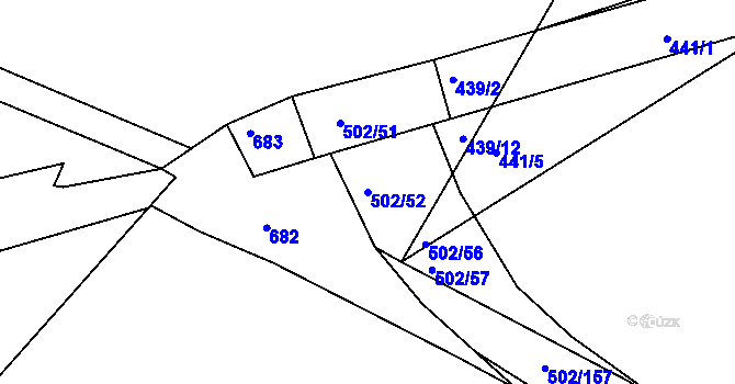 Parcela st. 502/52 v KÚ Hory u Jenišova, Katastrální mapa