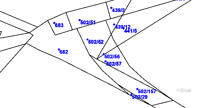 Parcela st. 502/56 v KÚ Hory u Jenišova, Katastrální mapa