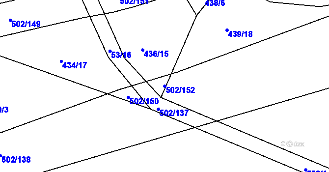 Parcela st. 502/152 v KÚ Hory u Jenišova, Katastrální mapa