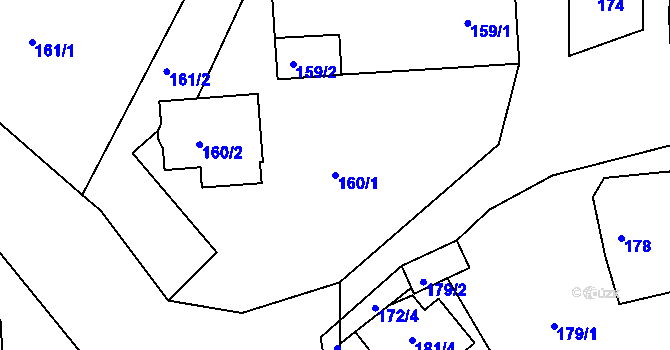 Parcela st. 160/1 v KÚ Hory u Jenišova, Katastrální mapa