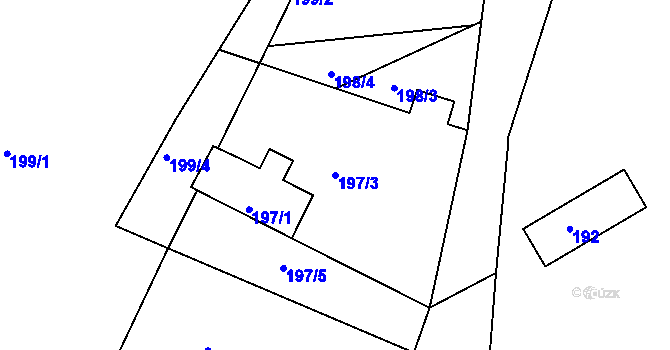 Parcela st. 197/3 v KÚ Hory u Jenišova, Katastrální mapa