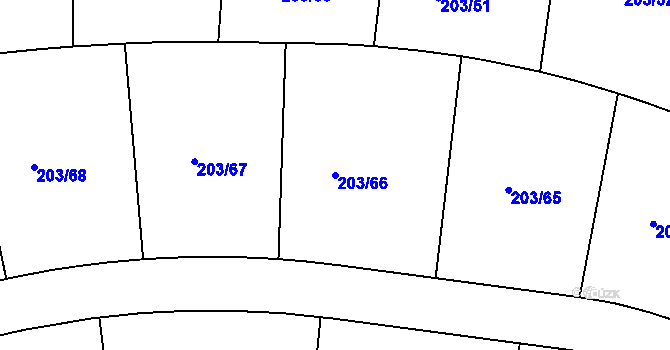 Parcela st. 203/66 v KÚ Hory u Jenišova, Katastrální mapa