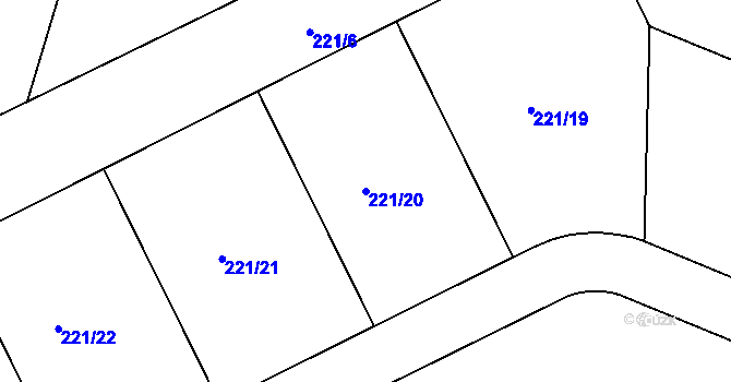 Parcela st. 221/20 v KÚ Hory u Jenišova, Katastrální mapa