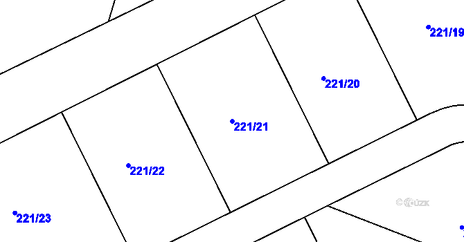 Parcela st. 221/21 v KÚ Hory u Jenišova, Katastrální mapa