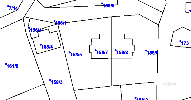 Parcela st. 158/7 v KÚ Hory u Jenišova, Katastrální mapa