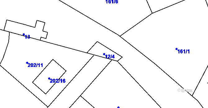 Parcela st. 12/4 v KÚ Hory u Jenišova, Katastrální mapa