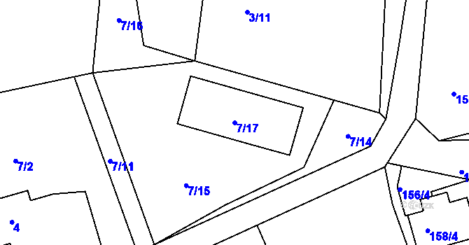 Parcela st. 7/17 v KÚ Hory u Jenišova, Katastrální mapa