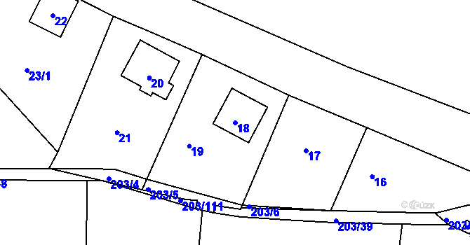 Parcela st. 18 v KÚ Hory u Jenišova, Katastrální mapa