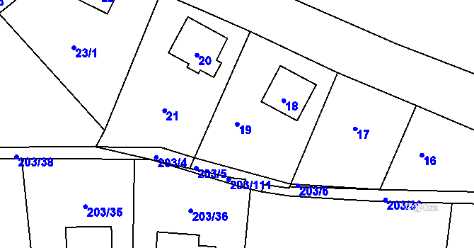 Parcela st. 19 v KÚ Hory u Jenišova, Katastrální mapa