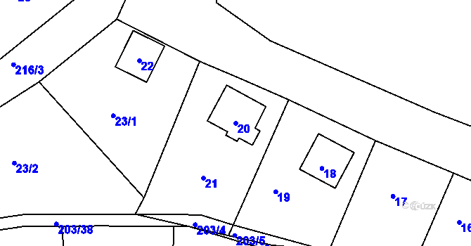 Parcela st. 20 v KÚ Hory u Jenišova, Katastrální mapa
