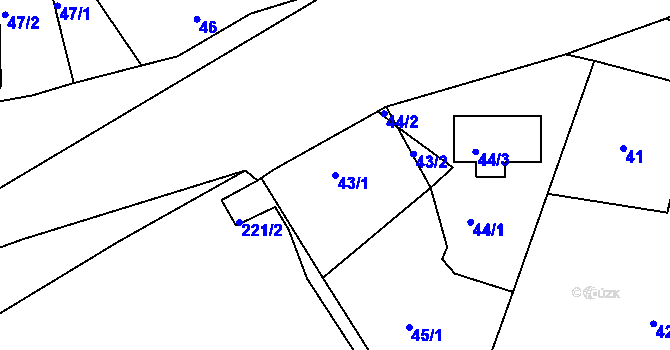 Parcela st. 43/1 v KÚ Hory u Jenišova, Katastrální mapa