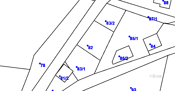 Parcela st. 82 v KÚ Hory u Jenišova, Katastrální mapa