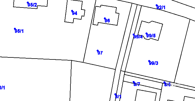 Parcela st. 97 v KÚ Hory u Jenišova, Katastrální mapa