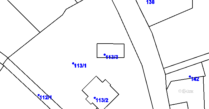 Parcela st. 113/3 v KÚ Hory u Jenišova, Katastrální mapa
