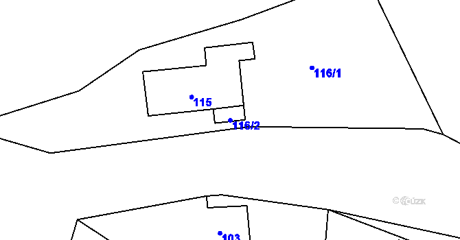 Parcela st. 116/2 v KÚ Hory u Jenišova, Katastrální mapa