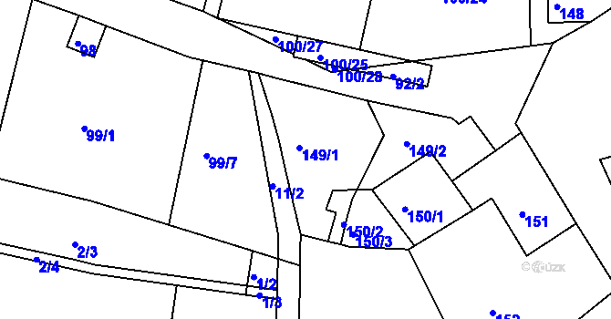 Parcela st. 149 v KÚ Hory u Jenišova, Katastrální mapa