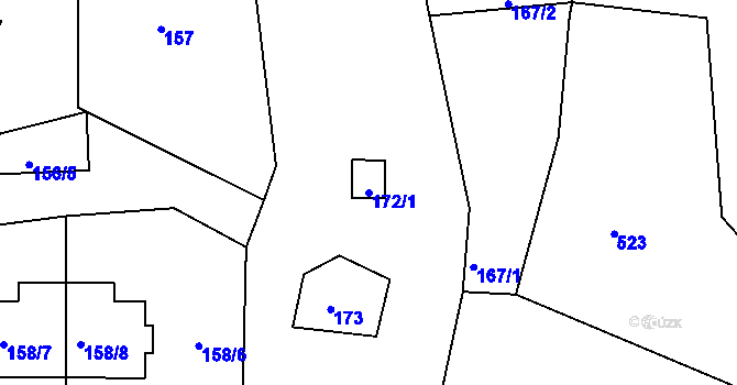 Parcela st. 172/1 v KÚ Hory u Jenišova, Katastrální mapa