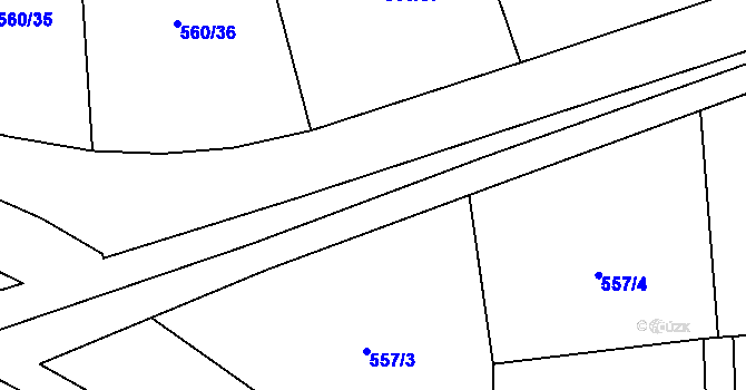 Parcela st. 205/3 v KÚ Hory u Jenišova, Katastrální mapa
