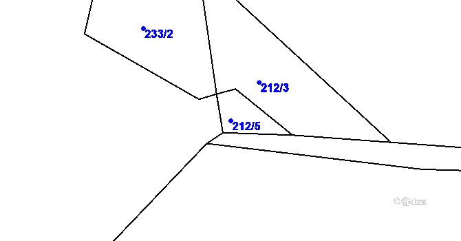 Parcela st. 212/5 v KÚ Hory u Jenišova, Katastrální mapa