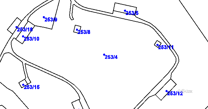 Parcela st. 253/4 v KÚ Hory u Jenišova, Katastrální mapa