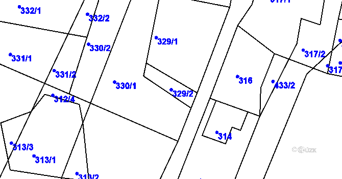 Parcela st. 329/2 v KÚ Hory u Jenišova, Katastrální mapa