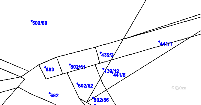 Parcela st. 439/2 v KÚ Hory u Jenišova, Katastrální mapa