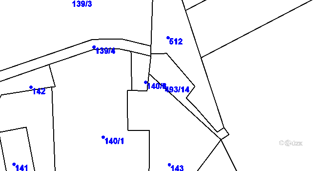 Parcela st. 493/14 v KÚ Hory u Jenišova, Katastrální mapa