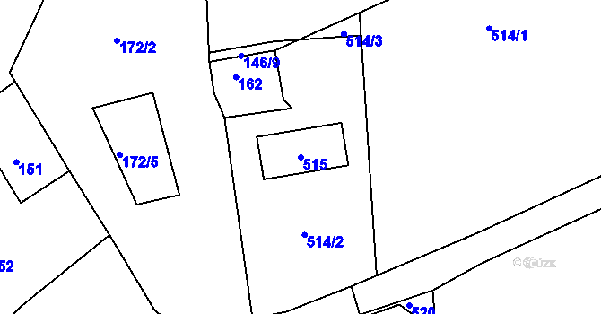 Parcela st. 515 v KÚ Hory u Jenišova, Katastrální mapa