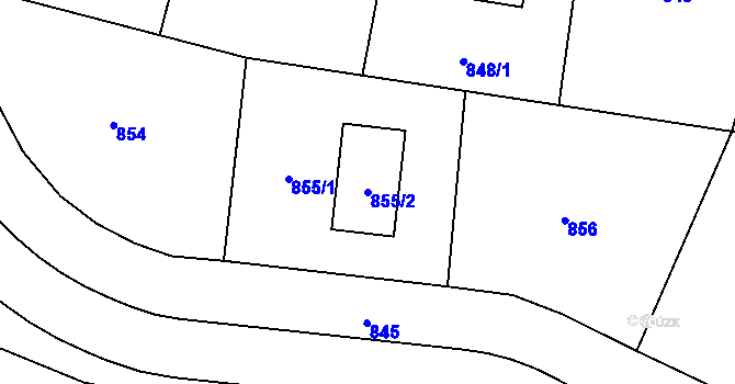 Parcela st. 855/2 v KÚ Hory u Jenišova, Katastrální mapa