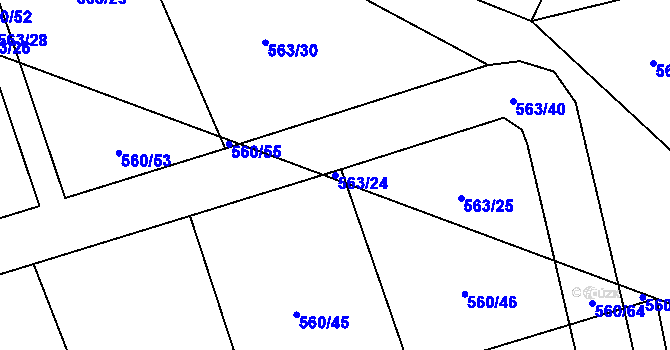 Parcela st. 563/24 v KÚ Hory u Jenišova, Katastrální mapa