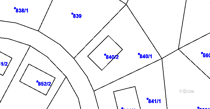 Parcela st. 840/2 v KÚ Hory u Jenišova, Katastrální mapa