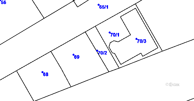Parcela st. 70/2 v KÚ Hory u Jenišova, Katastrální mapa